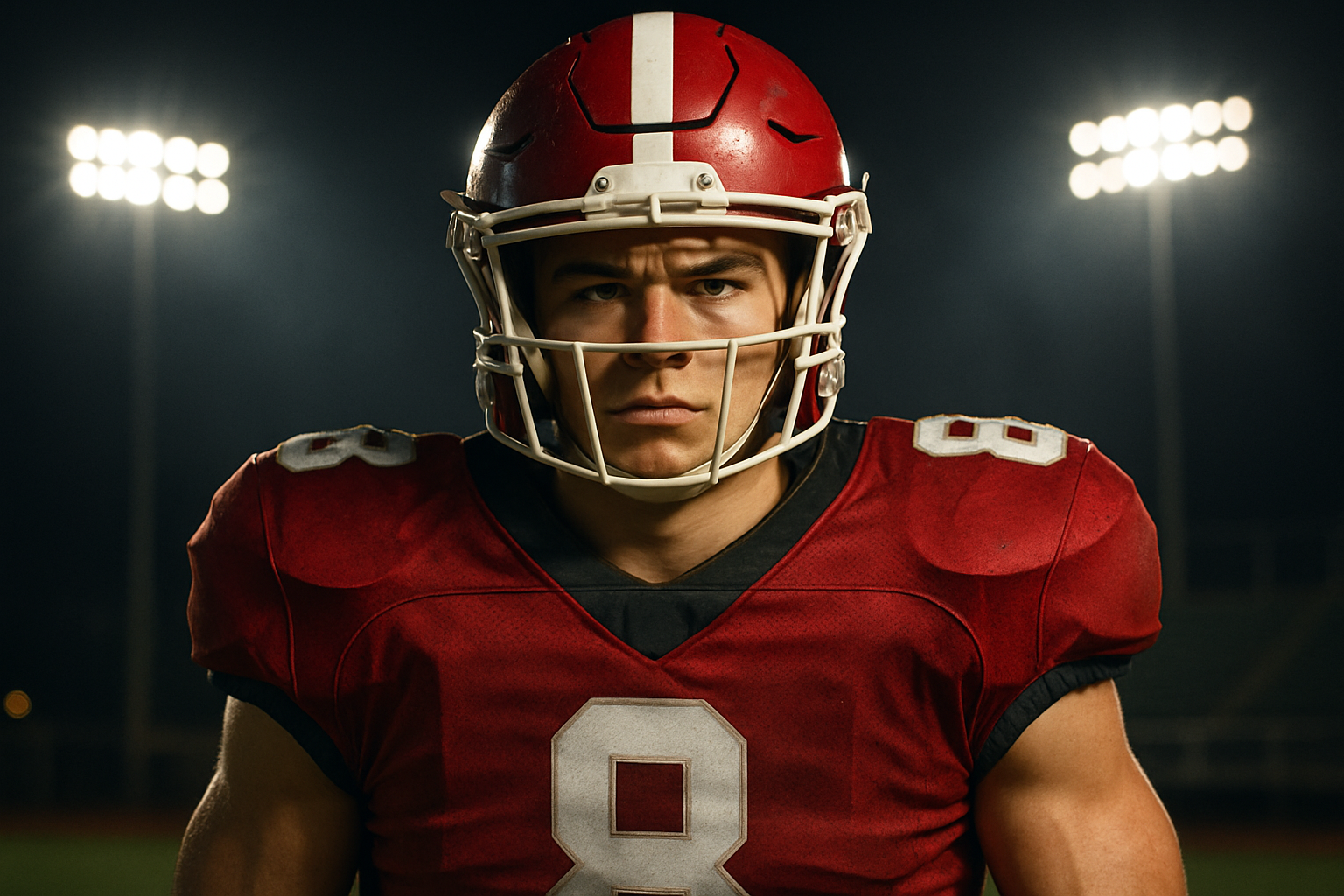 portrait of a high school football linebacker